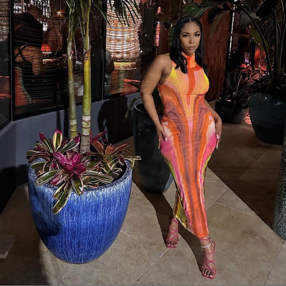 Serenity Midi Dress in Neon Watercolor-NWOT